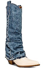 R13 Mid Cowboy Boot with Sleeve in Indigo, view 2, click to view large image.