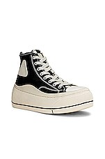R13 Kurt High Top Sneaker in Black & Ecru Color Block, view 2, click to view large image.