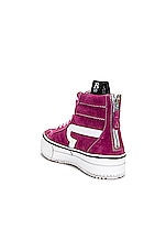 R13 The Rogue Sneaker (Single Stack) in BRIGHT PINK SUEDE, view 3, click to view large image.