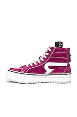 R13 The Rogue Sneaker (Single Stack) in BRIGHT PINK SUEDE, view 5, click to view large image.