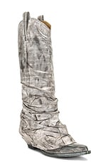 R13 Mid Cowboy Boots in Distressed Grey, view 2, click to view large image.