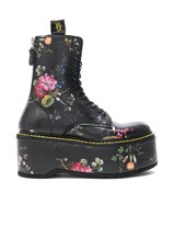 R13 Leather Double Stack Boots in Black Floral FWRD