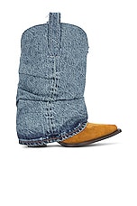 R13 Chunky Cowboy Boots in Denim, view 2, click to view large image.