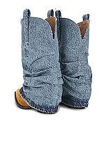 R13 Chunky Cowboy Boots in Denim, view 3, click to view large image.