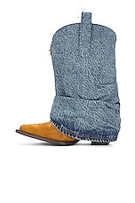 R13 Chunky Cowboy Boots in Denim, view 5, click to view large image.