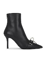 R13 Skinny Ankle Heeled Bootie in Black Leather, view 1, click to view large image.