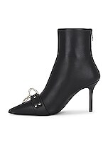 R13 Skinny Ankle Heeled Bootie in Black Leather, view 5, click to view large image.