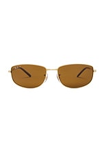 Ray-Ban Oval Sunglasses in Brown, view 1, click to view large image.