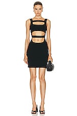 Roberto Cavalli Sleeveless Cut Out Mini Dress in Nero, view 1, click to view large image.