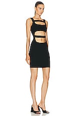 Roberto Cavalli Sleeveless Cut Out Mini Dress in Nero, view 2, click to view large image.