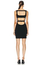Roberto Cavalli Sleeveless Cut Out Mini Dress in Nero, view 3, click to view large image.