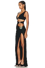 Roberto Cavalli Cut Out Gown in Nero 191101, view 3, click to view large image.