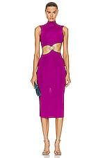 Roberto Cavalli Cut Out Turtleneck Dress in Purple, view 1, click to view large image.