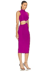 Roberto Cavalli Cut Out Turtleneck Dress in Purple, view 2, click to view large image.