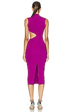 Roberto Cavalli Cut Out Turtleneck Dress in Purple, view 4, click to view large image.