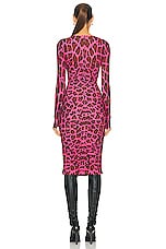 Roberto Cavalli Leopard Bodycon Dress in Pink, view 3, click to view large image.