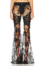 Roberto Cavalli Flared Floreal Chantilly Lace Pant in Nero, view 1, click to view large image.