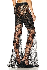 Roberto Cavalli Flared Floreal Chantilly Lace Pant in Nero, view 3, click to view large image.