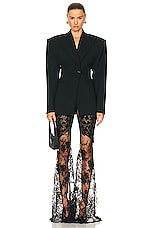 Roberto Cavalli Flared Floreal Chantilly Lace Pant in Nero, view 4, click to view large image.