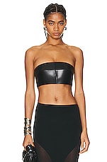 Roberto Cavalli Leather Bralette Top in Nero 191101, view 1, click to view large image.