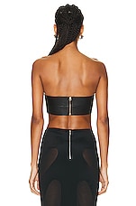 Roberto Cavalli Leather Bralette Top in Nero 191101, view 3, click to view large image.