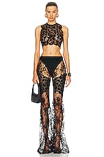 Roberto Cavalli Cropped Leopard Lace Top in Nero, view 4, click to view large image.