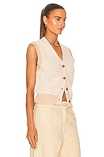 RE/DONE 50's Cardigan Vest in Light Beige Multi, view 2, click to view large image.