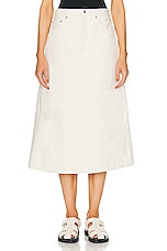 RE/DONE Mid Rise Seamed Skirt in Vintage White, view 1, click to view large image.