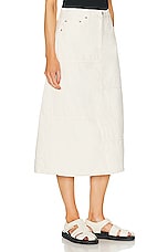 RE/DONE Mid Rise Seamed Skirt in Vintage White, view 2, click to view large image.