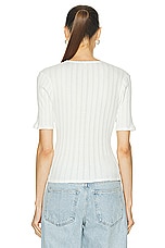RE/DONE Pointelle Scoop Neck Tee in Vintage White, view 3, click to view large image.