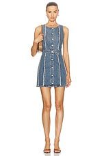 RE/DONE Fray Denim Dress in Bruna, view 1, click to view large image.