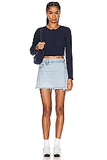 RE/DONE X Pam Anderson Mid Rise Wrap Skirt in Maliblue, view 5, click to view large image.