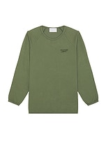 Reebok x Hed Mayner Long Sleeve T-shirt in Army Green, view 1, click to view large image.