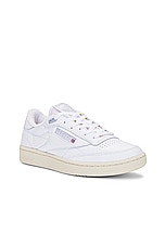 Reebok Club C 85 Vintage Sneaker in White, Purgry, & Paper White, view 2, click to view large image.