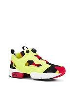 Reebok Istapump Fury 95 in Hyper Green & Red, view 2, click to view large image.