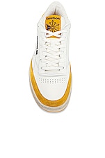 Reebok X NGG Club C Sneaker In White &amp; Orange in White & Orange, view 4, click to view large image.