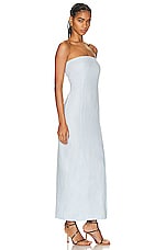 REMAIN Linen Fitted Slit Dress in Ballad Blue, view 2, click to view large image.