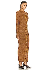 REMAIN Long Rib Button Dress in Old Gold Combo, view 2, click to view large image.