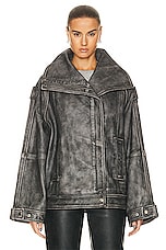 REMAIN Leather Oversized Jacket in Black, view 2, click to view large image.