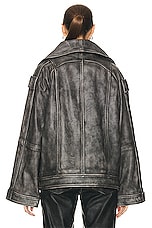 REMAIN Leather Oversized Jacket in Black, view 4, click to view large image.