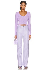 REMAIN Leather Straight Pant in Pastel Lilac, view 4, click to view large image.