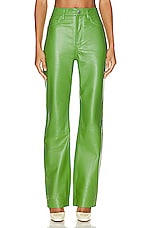REMAIN Leather Straight Pants in FOREST GREEN, view 1, click to view large image.
