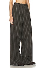REMAIN Pinstripe Wide Pants in MULCH, view 2, click to view large image.