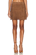 REMAIN Suede Slit Skirt in Emperador, view 1, click to view large image.
