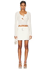 REMAIN Textured Weave Mini Skirt in Egret, view 4, click to view large image.