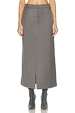 REMAIN Long Suiting Skirt in Dark Gull Gray, view 1, click to view large image.