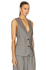 REMAIN Herringbone Waistcoat in Coffee Bean Combo, view 2, click to view large image.