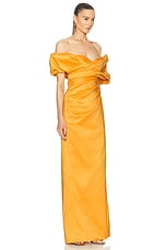 Rachel Gilbert Gia Gown in Gold, view 3, click to view large image.