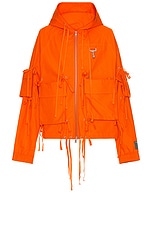 Reese Cooper Modular Pocket Hooded Jacket In Orange Ripstop in Orange, view 1, click to view large image.