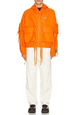 Reese Cooper Modular Pocket Hooded Jacket In Orange Ripstop in Orange, view 6, click to view large image.